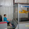 Jake at the controls of the wind tunnel flight simulator