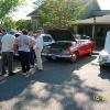 Lee & Becky Harrison chat with Betsy Young and Maze Melton in front of Becky & Lee's 1964 Daytona convertable