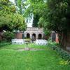 Ege House back courtyard with Poe Shrine at end