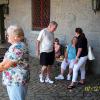 In the carriage house, (L-R) Betsy Young, Ted Johnson, Jenna Jenkins, Debbie Jett, Patty Johnson